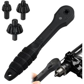 2-in-1 Ratchet Drill Chuck Key Wrench, Universal Double Head Chuck Key Replacement Tool for Drill, Compatible with Most Electric Drills and Power Tools, for Tightening Loosening Drills(1 Set)