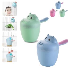 Hippopotamus Rinse Cup – Baby Rinser, Baby Rinse Cup, Rinse Shampoo Baby Bath Wash Hair Cup by Protecting Infant Eyes, Toddler Bath Tool, Detachable Baby Shampoo (Green+Pink)