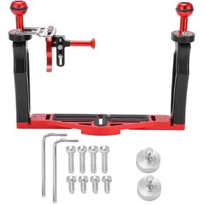 Underwater Camera Handle Tray Bracket, Dual Handle Tray Handheld Video Stabilizer Rig Diving Underwater Camera Housing Tray with Shutter Trigger for Underwater Camera Diving Housin