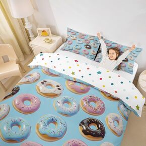 مجموعات الفراش Kawaii Bowknot Size Size ، و Girly Cartoon Boy Tie Cover Coverfile Dovet Cover 2pcs for Kids Bedroom ، Princess Pink Blue Stripes Cover ، 1 Pillowcase (لا يوجد معزي)