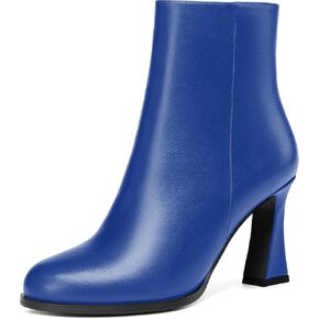FEMSTEP Womens Wedding Round Toe Matte Dress Zip Spool High Heel Ankle High Boots 3.3 Inch
