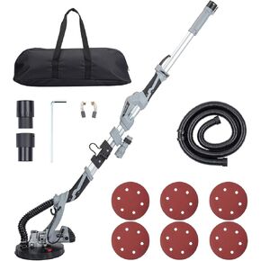 710W Electric Drywall Sander 800-1700RPM Variable Speed Drywall Sander with 6 Sanding Discs, 6.6FT Dust Hose, Wall Sander with Adjustable Extension Rod, LED SpotLight, Carrying Bag