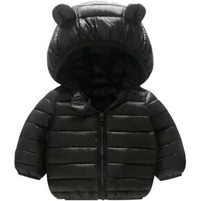 Toddler Girls Boys Down Jacket Baby Down Coat Hoods Warm Windproof Cute Lightweight Packable Down Jacket for Little Kid