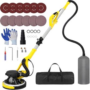 Drywall Sander Tool, KUPERIA 8.5 Amp Popcorn Ceiling Removal Tool with 7 Variable Speed 800-1800RPM, Electric Drywall Sander with Extendable Handle, LED Light,6 Basic Sand Paper & 6 Grid Sandpaper
