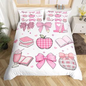 jejeloiu Gray Bow Duvet Cover Toddler Size Cute Bowknot Bedding Set for Kids Boys Girls Decor Funny Comforter Cover Breathable Soft Lightweight Microfiber Kawaii Bedroom Decor