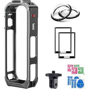 Insta 360 X5 Aluminum Metal Frame Cage Bag Case Lens Guards with Screen Protector for Insta360 X5 Camera Accessories Kit Multi-use Mount Clamp Adapter