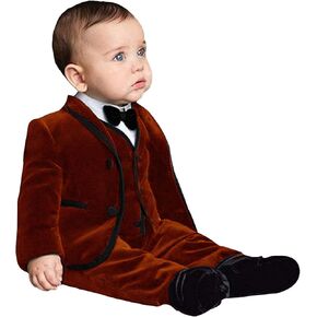 3 Piece Velvet Suits Toddler Fashion Little Boy Tuxedo Set for Holiday Party ST-HTZ020