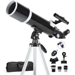 Telescope 80mm Aperture 600mm with Fully Multi-Coated Optics - Professional-Grade Astronomy Tool for Beginners, Includes Wireless Control, Phone Adapter, Moon Filter & Bag，Black