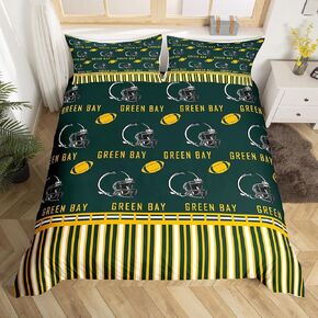 jejeloiu Football Bedding Set for Kids Boys Girls Baltimore Comforter Cover Toddler Size Rugby Sports American Football City Duvet Cover Purple Yellow Bedroom Decor Breathable Soft Lightweight