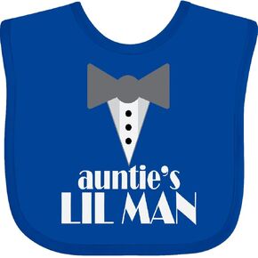 inktastic Auntie Lil Man Tuxedo Front Baby Bib