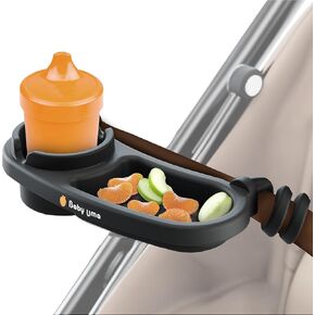 Baby Uma Universal Stroller Snack Tray with Stroller Cup Holder - BPA-Free & Non-Slip Universal Snack Tray for Stroller, Tight-Grip Stroller Attachment, Stroller Accessories