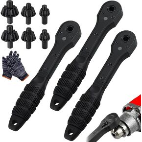 2 in 1 Drill Chuck Ratchet Spanner, 2-in-1 Ratchet Drill Chuck Key Wrench, Universal Double-Ended Ratchet Drill Chuck Key, for Electric Drills and Power Tools (2pcs)