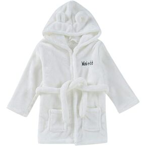 Baby Towel Toddler Boys Girls Plush Bathrobe Hoodie Kids Unisex Soft Warm Cartoon Prints Flannel Robe
