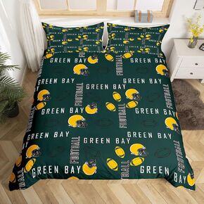 jejeloiu Football Bedding Set Toddler Size Kids Kansas Comforter Cover for Boys Girls Teens American Football City Duvet Cover Red Yellow Breathable Soft Lightweight Microfiber Rugby Sports Room Decor