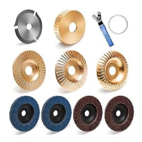 Wood Carving Disc Set Suitable for Angled Grinder Includes Shaping and Sanding Discs with Speedcutter and Wrench