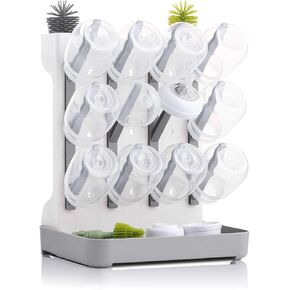 Baby Bottle Drying Rack Baby Bottle Organizer Drying Rack Space Saving Foldable Dish Can Dry Up to 12 Bottles Large Vertical for Infant Accessories & Pump Parts (Gray)