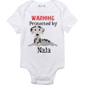 Warning Protected by a Great Dane baby clothes Personalized Dog baby gift