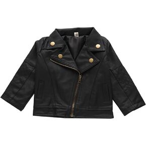Girls Faux Leather Jacket Boys Motorcycle Motorcycle Leather Jacket Kids Biker Coats with 𝐎blique Zipper