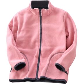 Fleece Jacket Boys Toddler Boys Girls Long Sleeve Winter Solid Fleece Zipper Coat Jacket Thicken Warm (Pink, 8-9 Years)