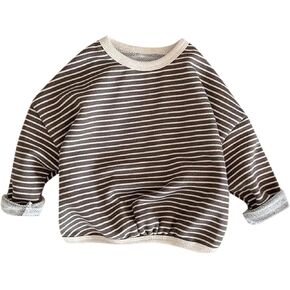 Toddler Baby Boys Girls Unisex Shirts Striped Long Sleeve Crewneck Sweatshirts Lightweight Comfort Trendy Outerwear