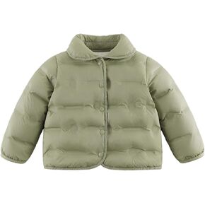 marc & janie Baby Girls Ultralight Lapel Down Coat Long Sleeve Snap Button Coat Warm Outerwear 241606