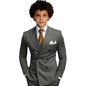 بدلة صبي 2 قطعة بدلة مزدوجة الصدر للأولاد رفيع النحافة الأولاد Tuxedo الزي الرسمي السراويل سترة مجموعة حفل زفاف حفلة موسيقية