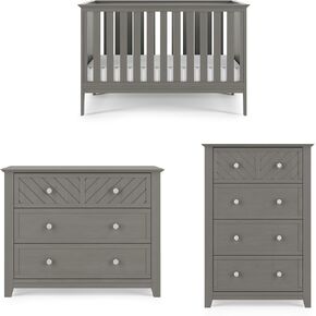 Child Craft Atwood Euro 3-Piece Nursery Set with 3-in-1 Convertible Crib, Dresser, and Chest (Matte White)