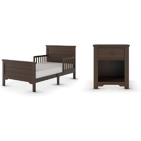 Child Craft Woodland Toddler Bed and Nightstand Bedroom Furniture Set, Includes Toddler Bed and Harmony Nightstand, Low to Ground Bed Design (Brushed Cotton)