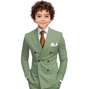 Boys Suit Slim Fit Toddler Tuxedo Double Breasted Peak Lapel Classic Suits for Wedding Prom Communion Dress