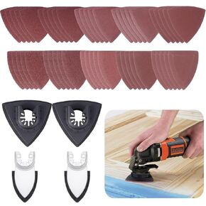 54-Piece Sandpaper Oscillating Tool Kit for Wood, Metal, Plaster, and More, Includes Triangle & Finger Sanding Pads, 60-240 Grits
