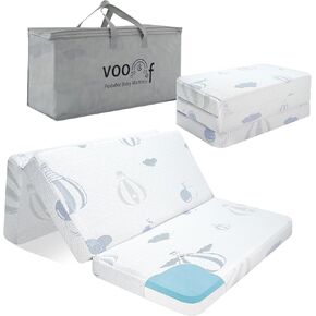 Trifold Pack and Play Mattress Pad, 38"x26" Memory Foam Pack N Play Mattresses for Baby Toddler, Foldable Portable Travel Crib Mattress for Pack N Play Playpen with Carry Bag