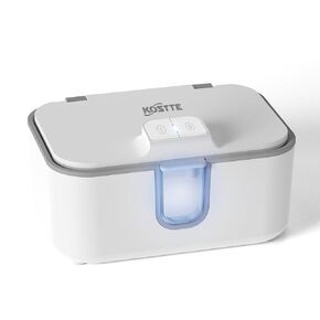 Baby Wipes Warmer, Larger Capacity Wipe Dispenser, Even Heating Diaper Wipe Warmer with Night Light, On/Off Switch, White
