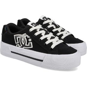 DC Women's Chelsea Platform Skate Shoe, Black, 6