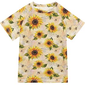 KLL Little Girls Bathing Suitt Short Sleeve Rash Guard Swimsuit