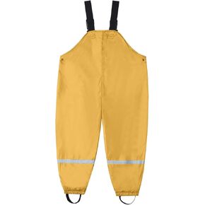 Kids Toddler Suspender Rain Pants Baby Boy Girl Waterproof Rain Bib Overalls Lightweight (K5-Yellow, 8-9 Years)