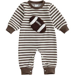 Infant Baby Boy Long Sleeve Romper Jumpsuit Pants Football Game Day Outfit Fall One Piece Clothes