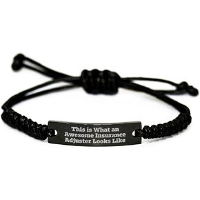 Insurance Adjuster Funny Quote Rope Bracelet, Gifts for Insurance Adjusters, Birthday Unique Gifts from Family and Friends to Awesome Insurance Adjusters