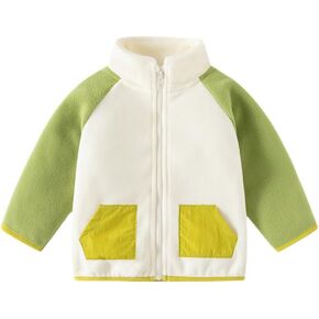 Meufam Toddler Boy's Stand Colar Sherpa Jackets Little Kids Color Block Warm Polar Fleece Coat Winter Outerwear With Pocket