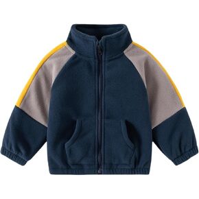 Meufam Toddler Kids Polar Fleece Jacket Baby Boys Color Block Warm Fleece Coat Long Sleeve Zip Up Fall Coats Outerwear