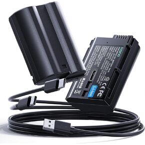 llano USB-C EN-EL15C Battery for Nikon Z6III, Z8, D850, Zf, D7500, Z6II, Z7II, D750, Z6, Z7, Z5, D7200, D7100, D810, D800, D610, D500 Cameras, 2400mAh Capacity, Fully decoded, 2H Full Charged (2 Pack) in Kuwait