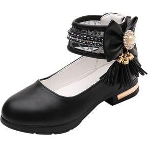Infant Girl Shoes Models Sweet Girls Princess Leather Shoes with Jewelry Tassel Girls Dress Shoes (Pink, 5.5-6 Years)