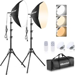 طقم إضاءة Ubeesize Softbox Fotography ، 20 '× 20' 'مجموعة إضاءة Softbox الاحترافية مع 85W 3000-7500K مصابيح LED ، أضواء الاستوديو للتصوير الفوتوغرافي/البث المباشر/تسجيل الفيديو