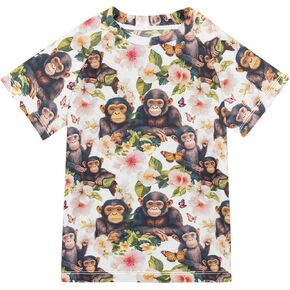 KLL Little Girls Bathing Suitt Short Sleeve Girl Swim Rashguard