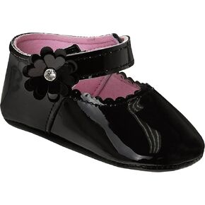 Josmo Baby Girls Soft Sole Flower Bow Princess Wedding Dress Mary Jane Flats Prewalker Newborn Light Baby Shoes Size 2-4 Infant
