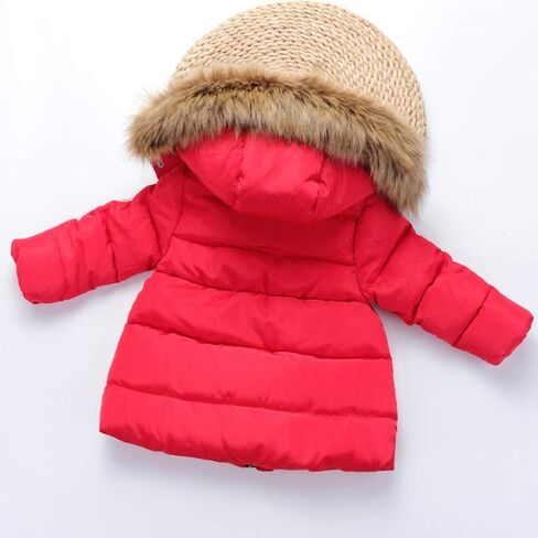 6M-5Y Child Kids Thermal Padded Parka Solid Color Hooded Zipper Outerwear Coats Warm Puffer Jacket Down Clothes (Red, 4-5 Years) in Kuwait