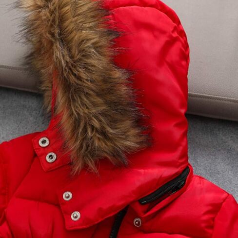 6M-5Y Child Kids Thermal Padded Parka Solid Color Hooded Zipper Outerwear Coats Warm Puffer Jacket Down Clothes (Red, 4-5 Years) in Kuwait