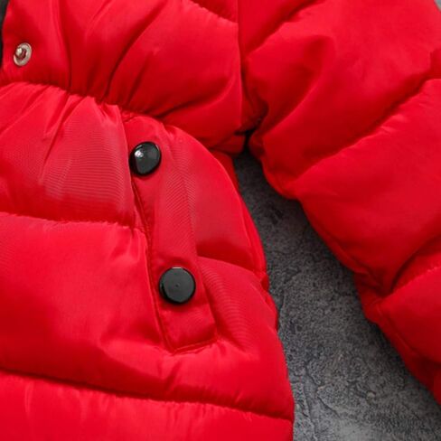 6M-5Y Child Kids Thermal Padded Parka Solid Color Hooded Zipper Outerwear Coats Warm Puffer Jacket Down Clothes (Red, 4-5 Years) in Kuwait