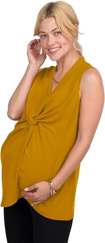 Sleeveless Front-Knot Maternity Top for Women - Lightweight Maternity Work Clothes - Maternity Office Wear - Maternity Tops in Saudi Arabia