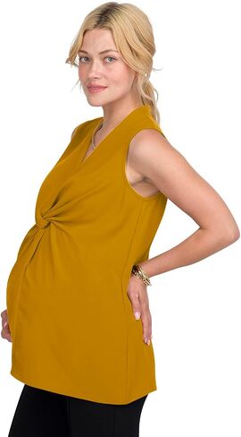 Sleeveless Front-Knot Maternity Top for Women - Lightweight Maternity Work Clothes - Maternity Office Wear - Maternity Tops in Saudi Arabia