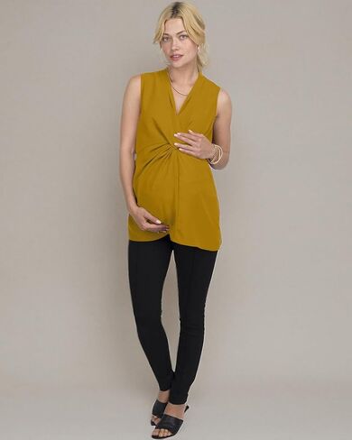 Sleeveless Front-Knot Maternity Top for Women - Lightweight Maternity Work Clothes - Maternity Office Wear - Maternity Tops in Saudi Arabia